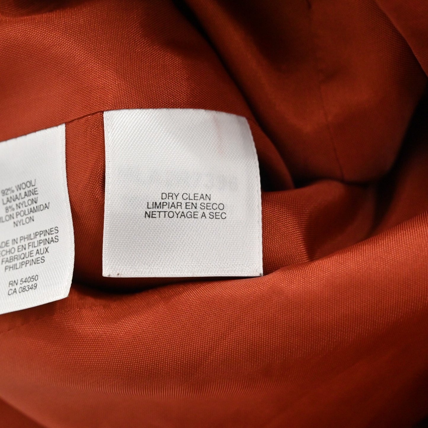 JONES NY Womens Wool Tweed Jacket Size 4 Red Orange Belted Button Retro Collared