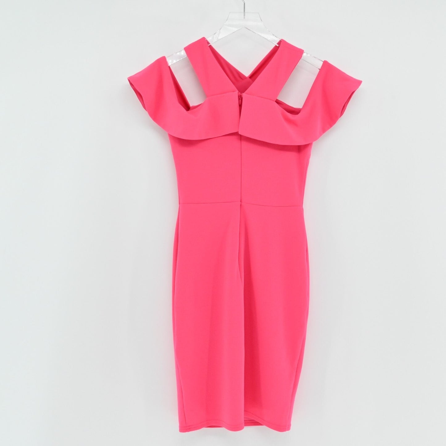 LULUS Dress Size S Fuchsia Cityscape Cold Shoulder Bodycon Knee Length Sexy Glam