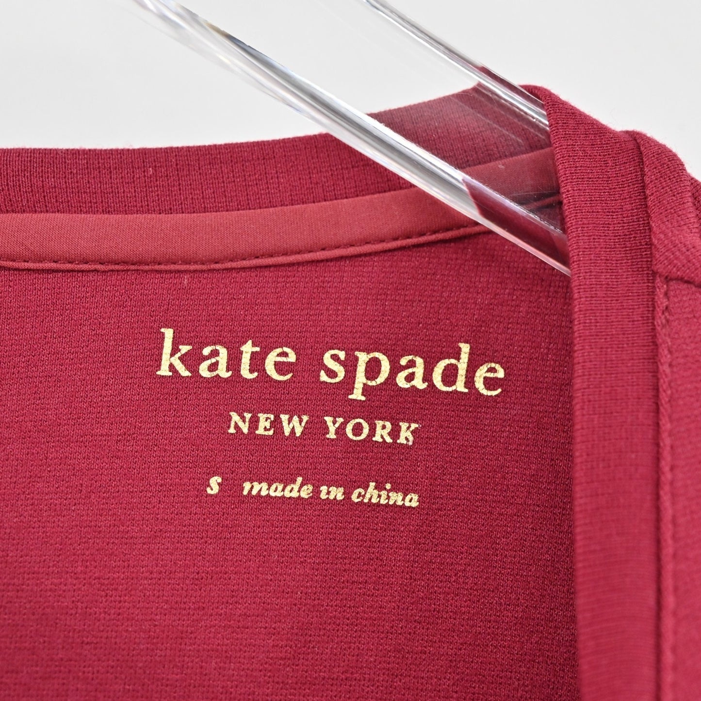 KATE SPADE Bell Sleeve Dress Size S Colorblock Ponte Mini Cranberry Red Black