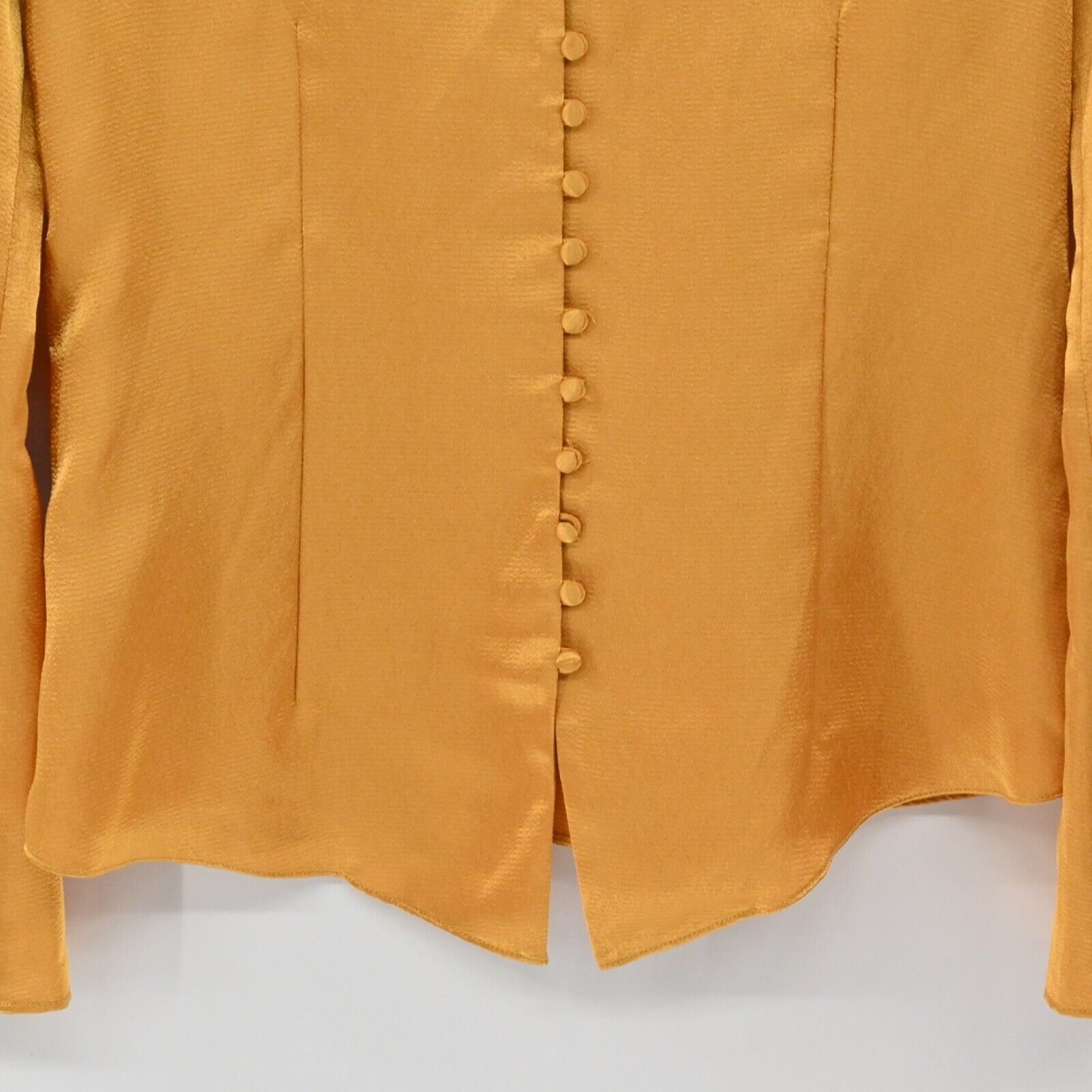 JOIE Top Womens Small Mustard Yellow Satin Madora Button Front Bell Sleeve NEW