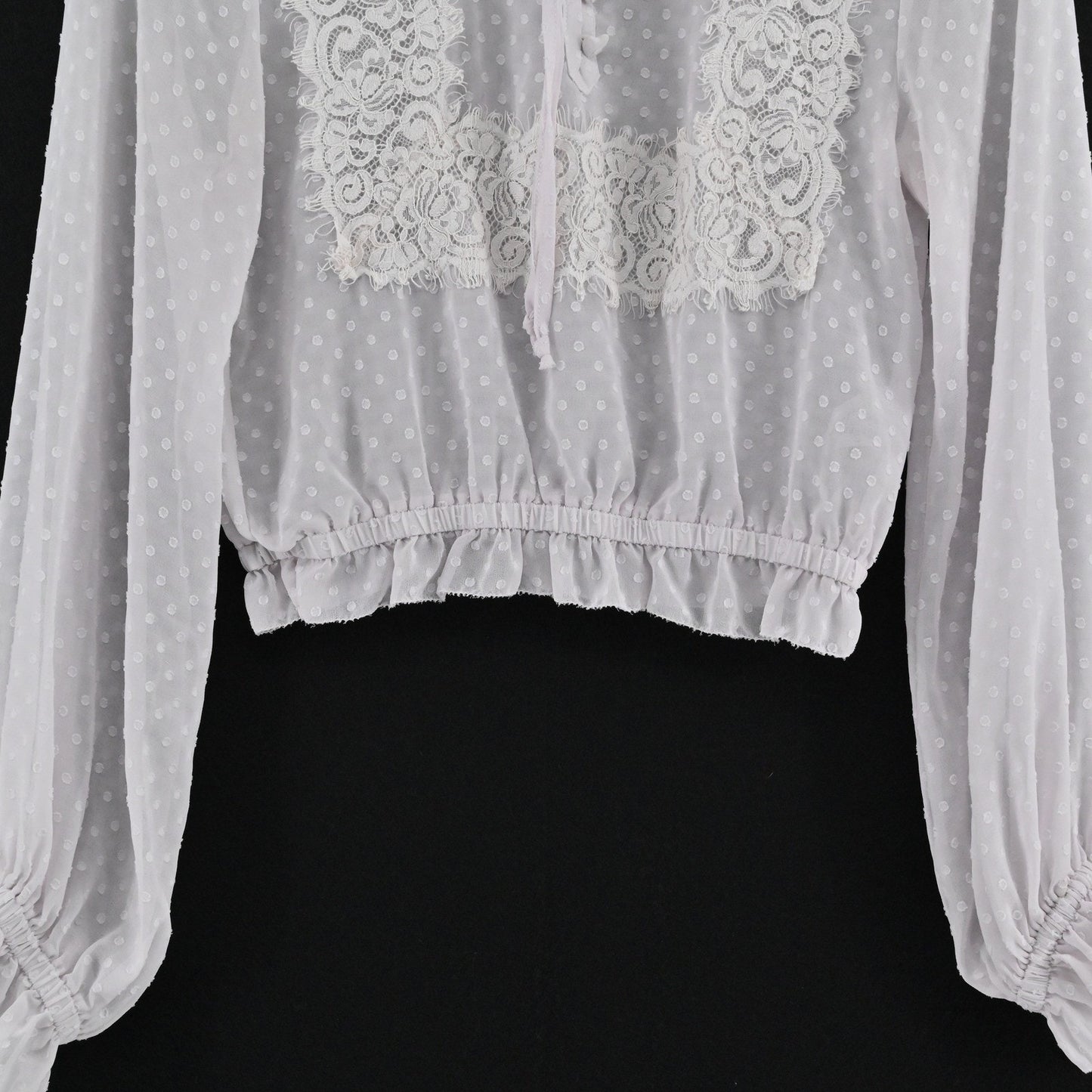Storia Womens Lace Peasant Top Size S Romantic Ethereal Delicate Boho LAVENDER