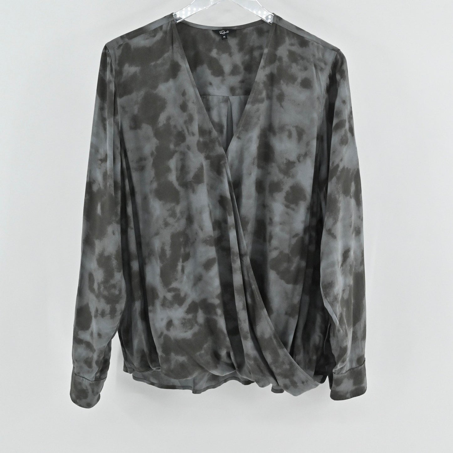 Rails Womens Hillary Crossover Top Size XL Gray Tie Dye Long Sleeve Faux Wrap
