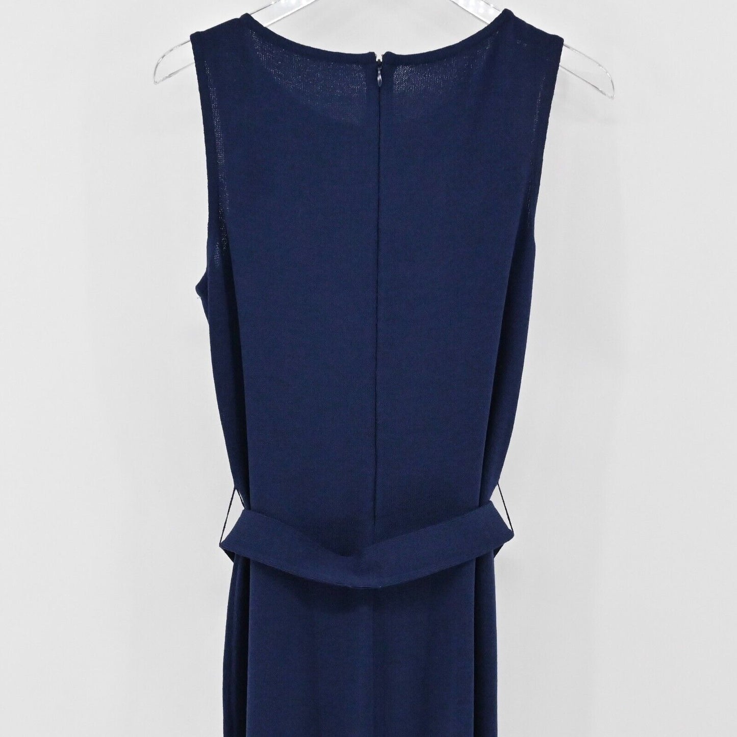 ST JOHN Dress Sz 10 Blue Santana Knit Wool Sheath Sleeveless COLLECTION Dog Show