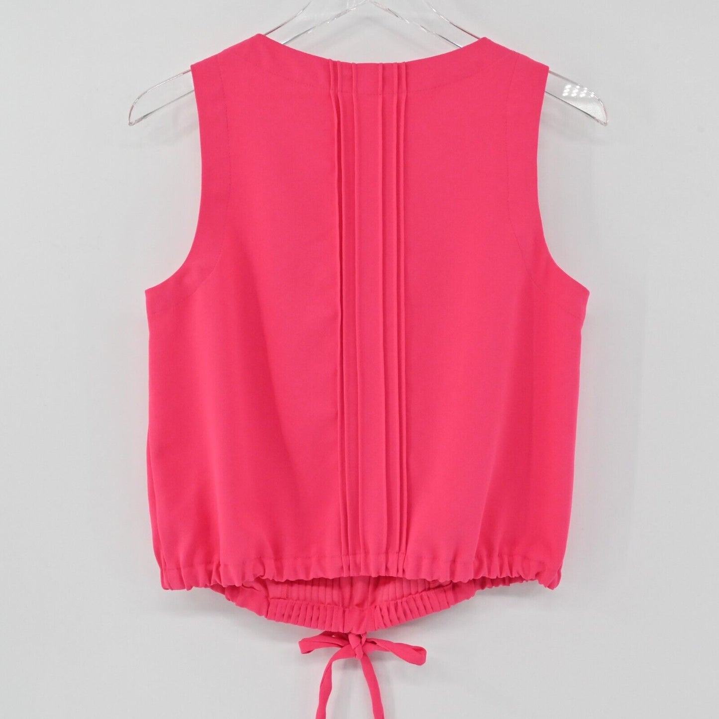 TRINA TURK Top Womens Size S Pleated Sleeveless Hot Pink Tie Front Tank Solid
