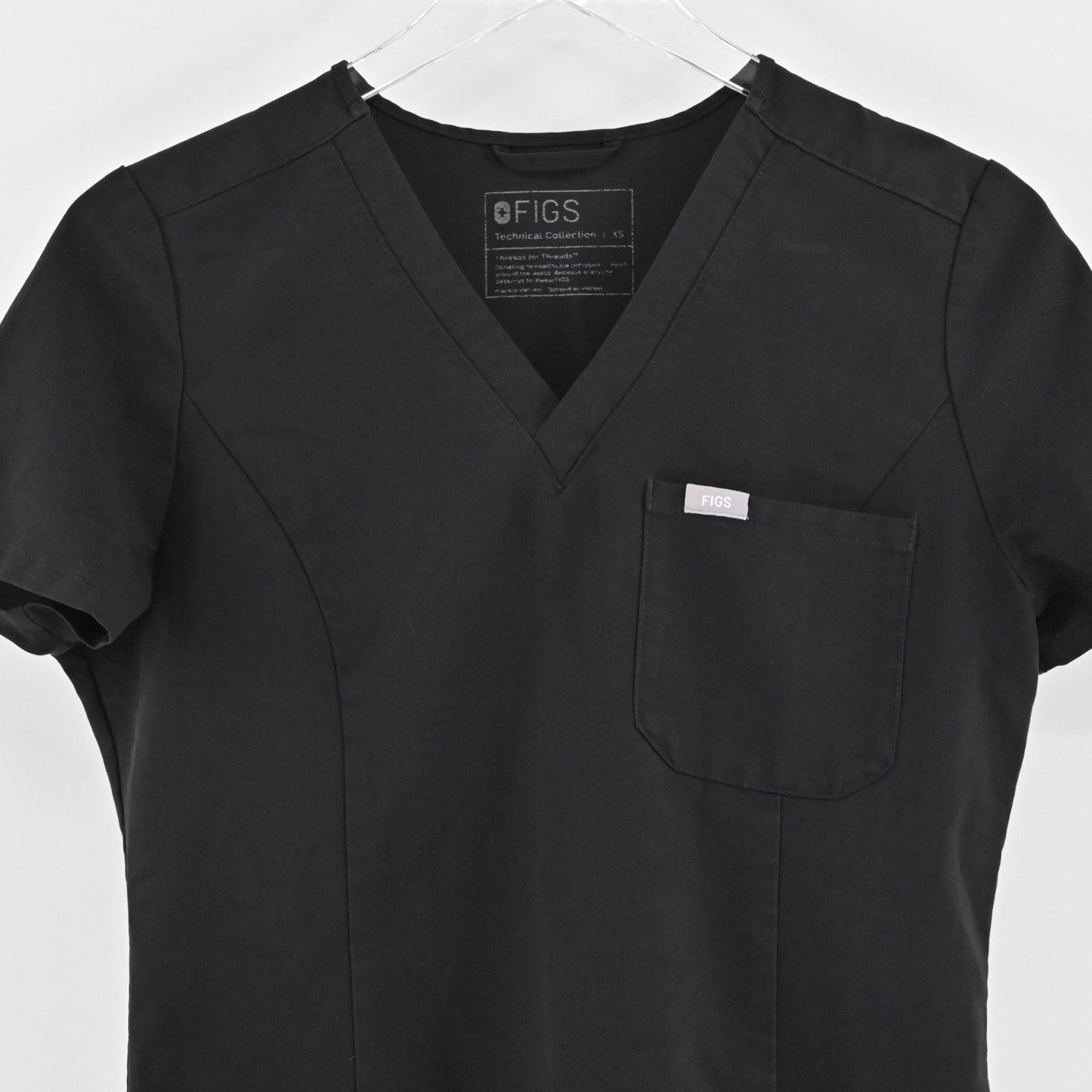 FIGS Womens Catarina Scrub Top Size XS One Pocket Black Technical Collection