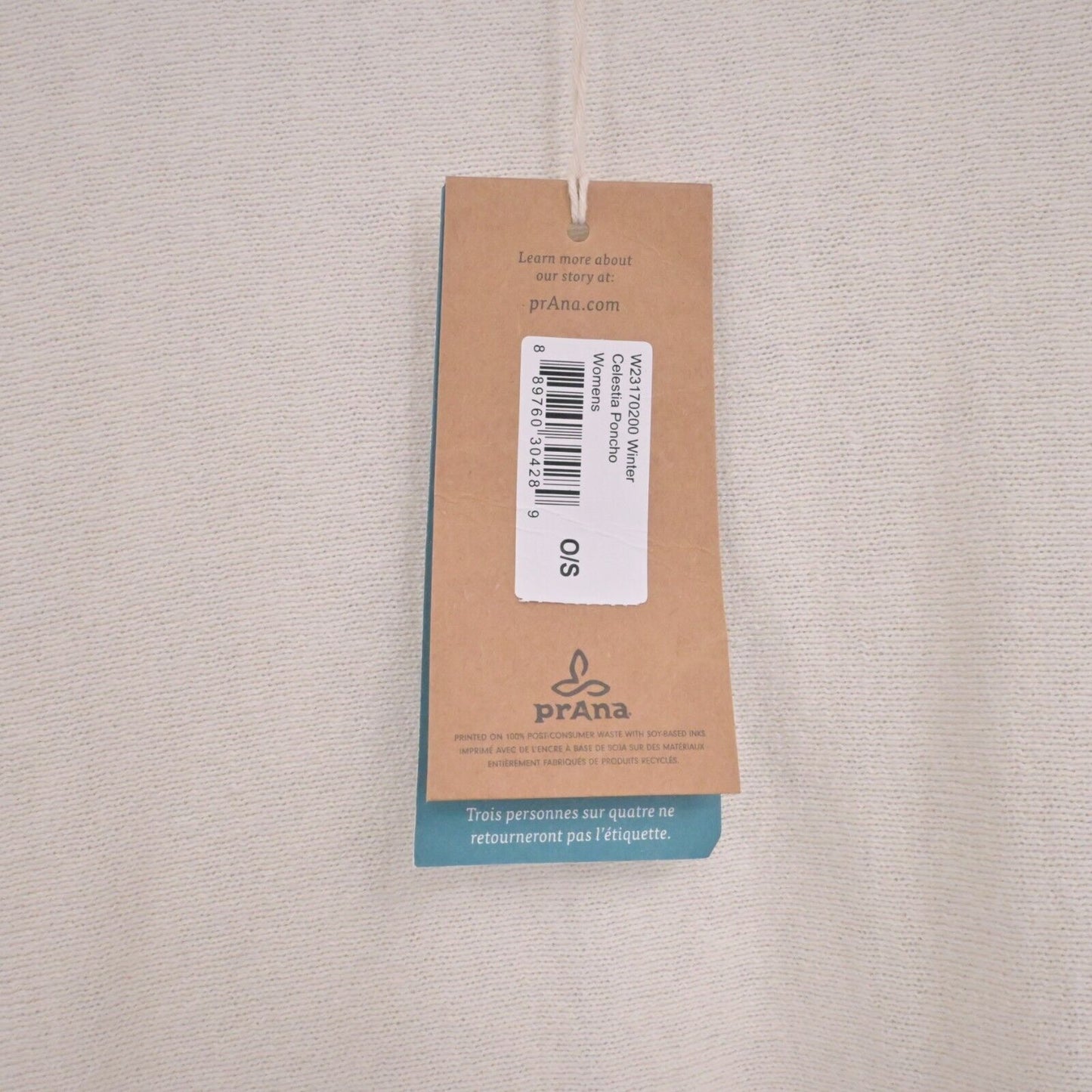 PRANA Sweater Womens Sz OS Celestia Poncho Cashmere Blend Knit Ivory Yellow NEW