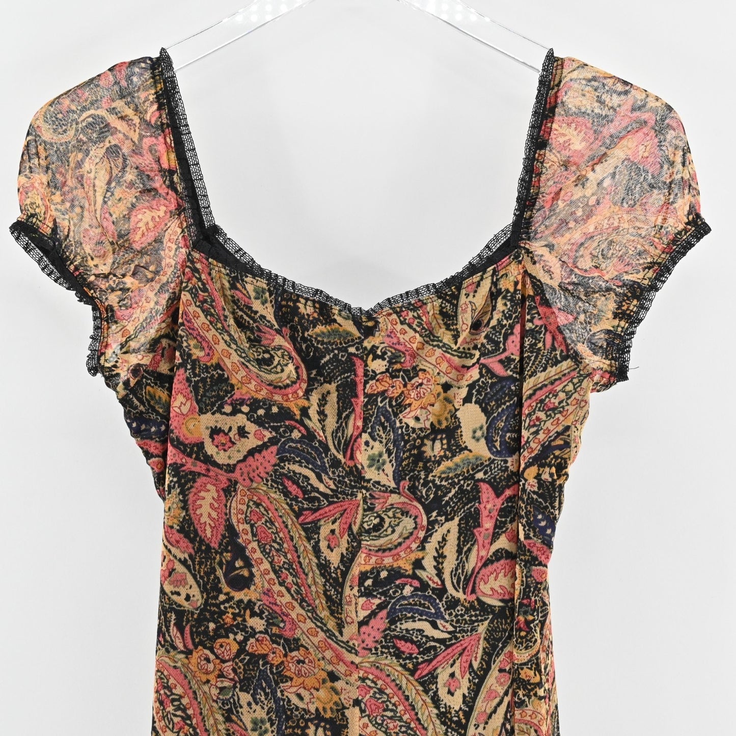 Vtg Xhilaration Y2k Dress Size L Fairy Sheer Mesh Cinch Grunge Indie Sleaze Mini