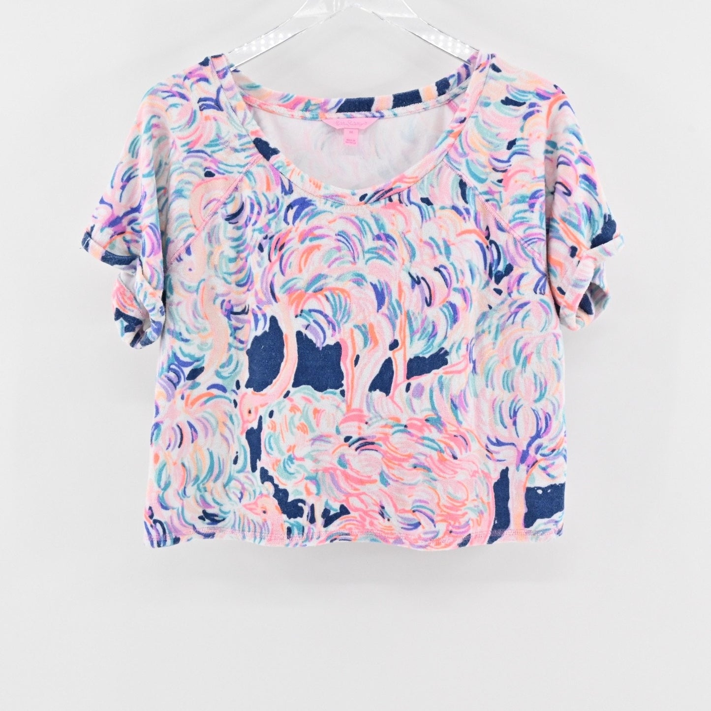 LILLY PULITZER Womens Dossie Terry Set Size M Navy Pelican Pink Head In The Sand