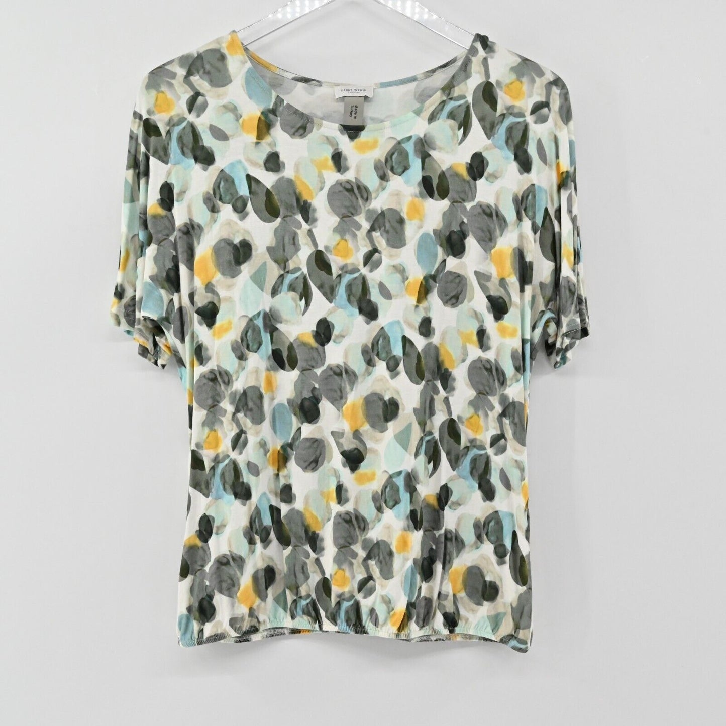 GERRY WEBER Top Womens Size 6 Collection Multicolor Abstract Print Short Sleeve