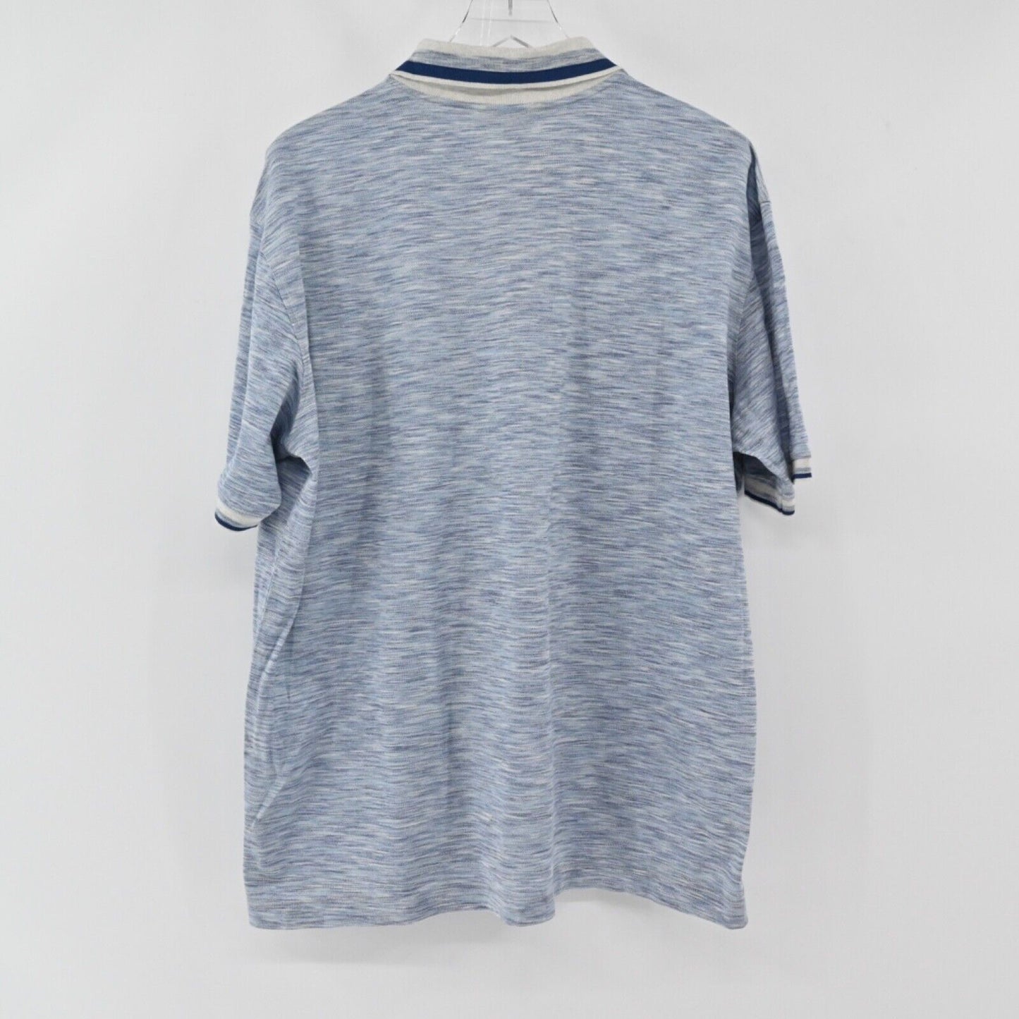 Vtg DALMINE Polo Mens Sz 58 Blue Gray Stripe 100% Cotton Short Sleeve Italy 00s
