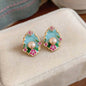 Oval Pearl Stud Earrings