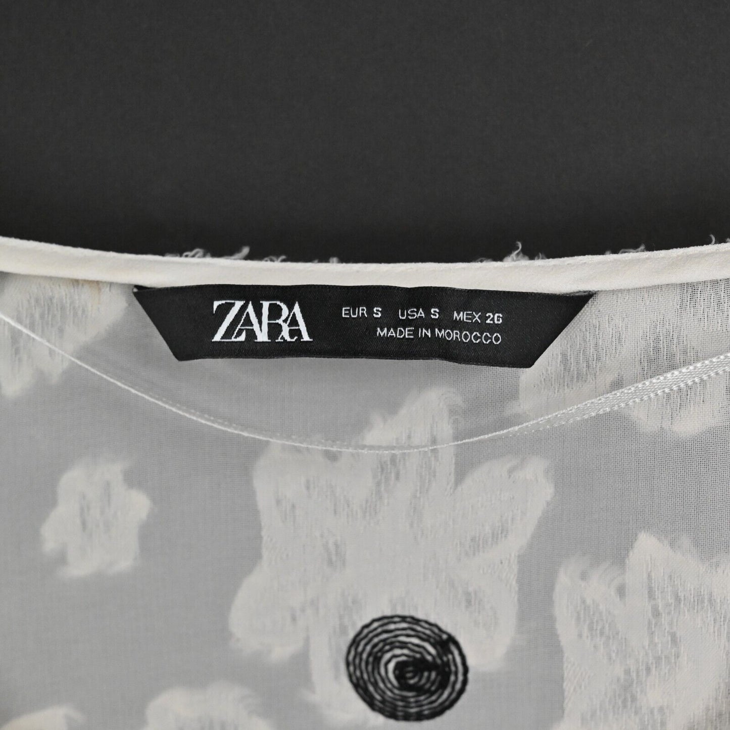ZARA Top Womens Size S VNeck Polka Dot Textured Floral Poet Long Sleeve Sheer