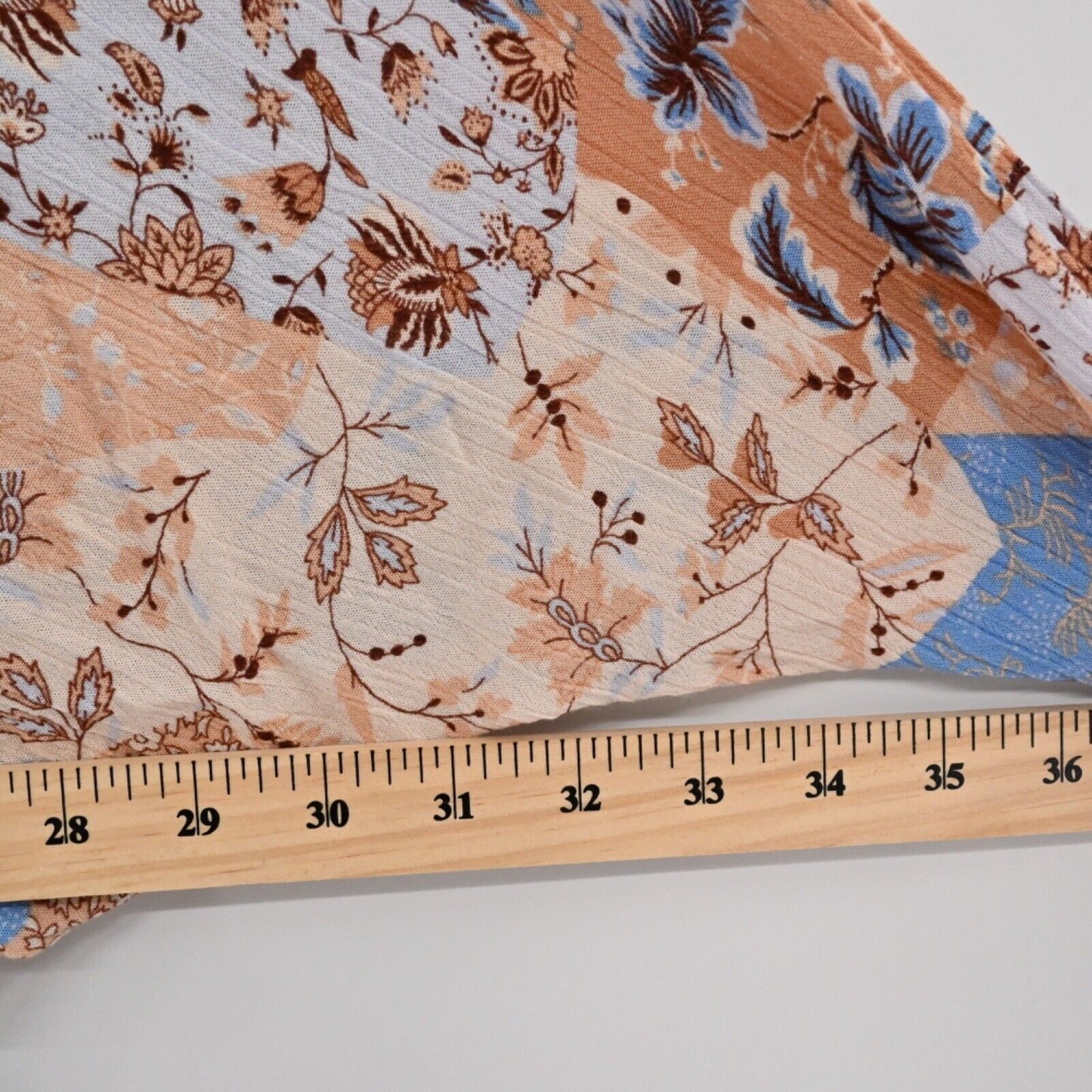 DOE AND RAE Cardigan Womens Sz L Blue Floral Patchwork Dolman Sleeve Open Front