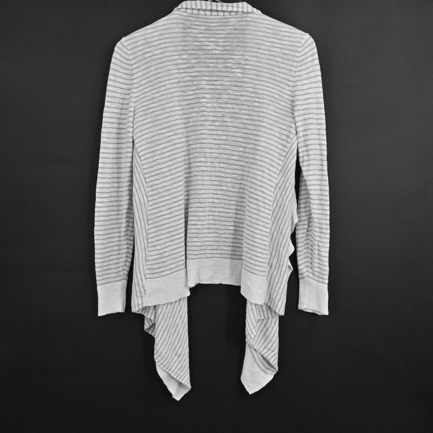 EILEEN FISHER Sweater Womens Sz XS Waterfall Front Stripe Cardigan Linen Capsule