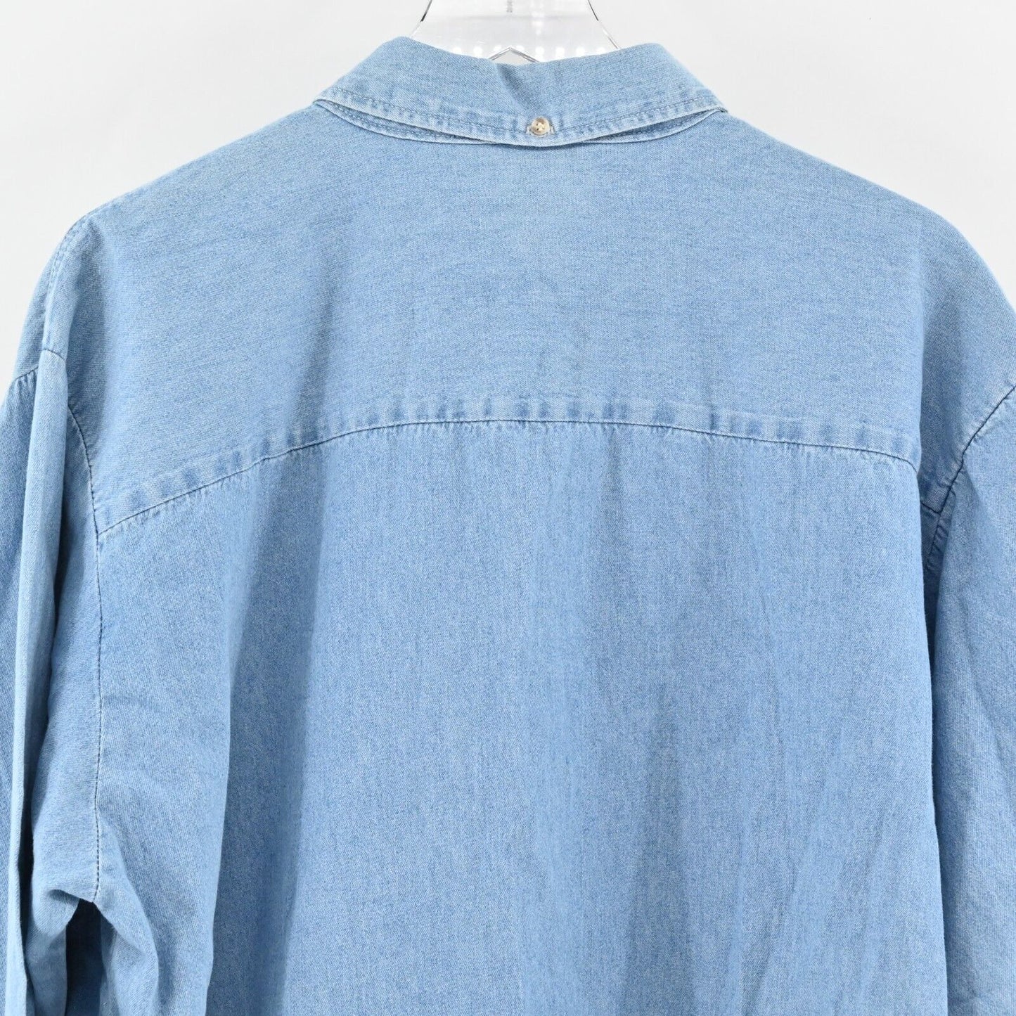 Vtg Drew Carey Show Shirt Mens Sz XL Blue Denim Button Front Warner Bros 1997