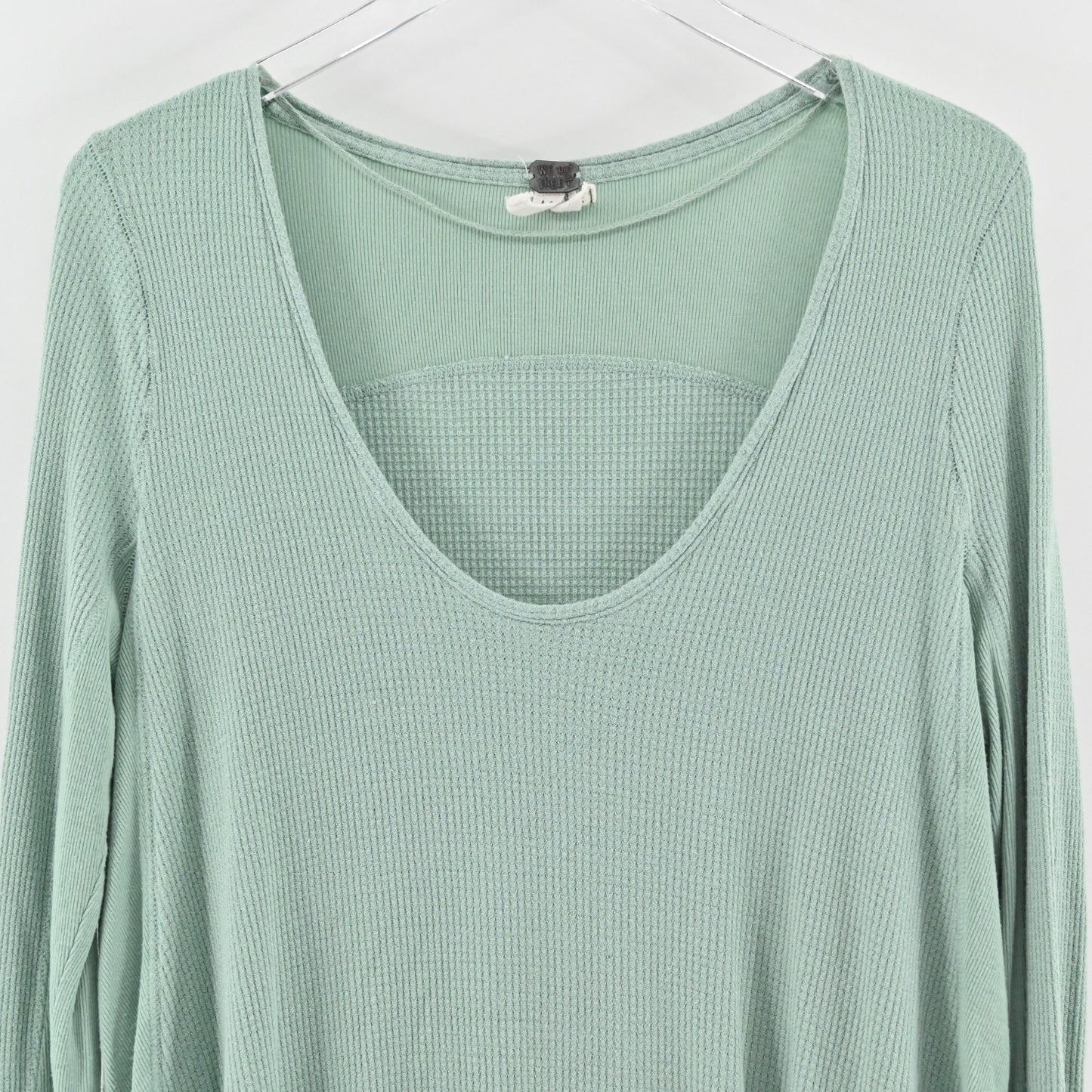 Free People Womens Malibu Waffle Thermal Top Size M Mint Seafoam We The Free