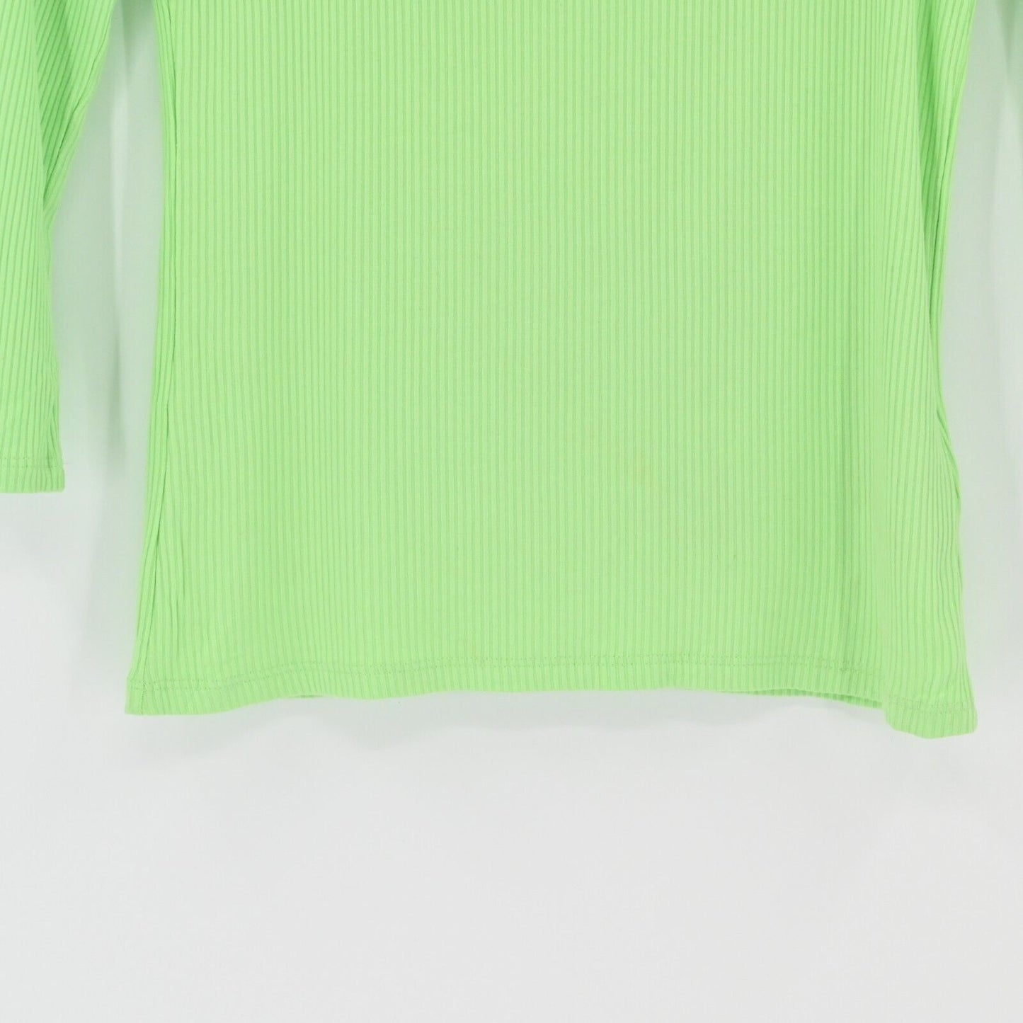 WHISTLES Top Womens Sz 6 Lime Green Fitted Ribbed Knit Square Neck Capsule NEW