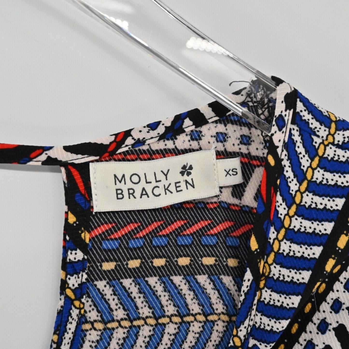 MOLLY BRACKEN Dress Women Sz XS Stripe Print Keyhole Neck Half Bell Sleeve Shift