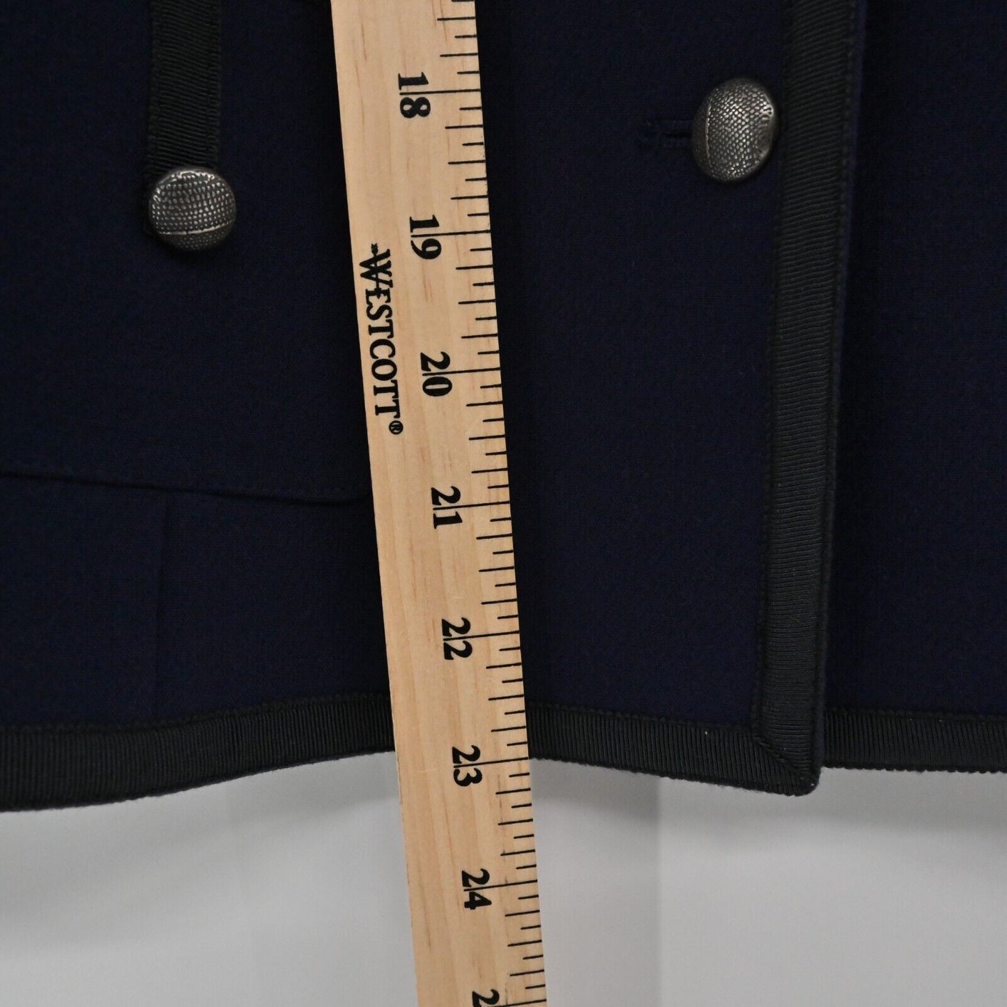 ANTHROPOLOGIE Jacket Womens Size 6 Cartonnier Navy Black Trim Pocket Long Sleeve