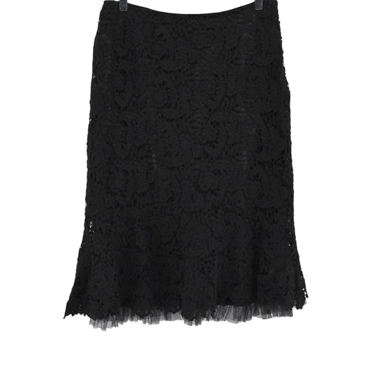 PERUVIAN CONNECTION Skirt Womens Size 8 Black Floral Lace Tulle Knee Length