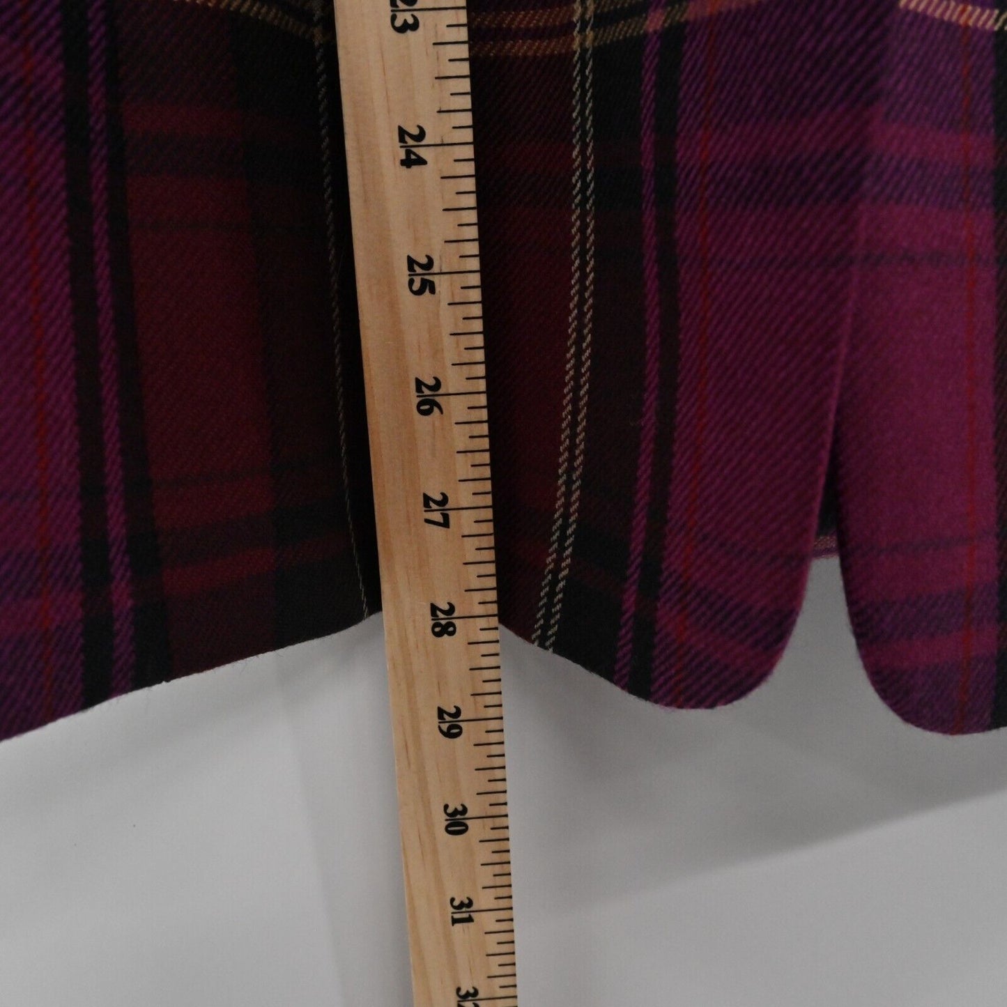 Vtg ELLEN TRACY Blazer Womens Size 10 Purple Plaid 100% Wool Single Breasted 90s