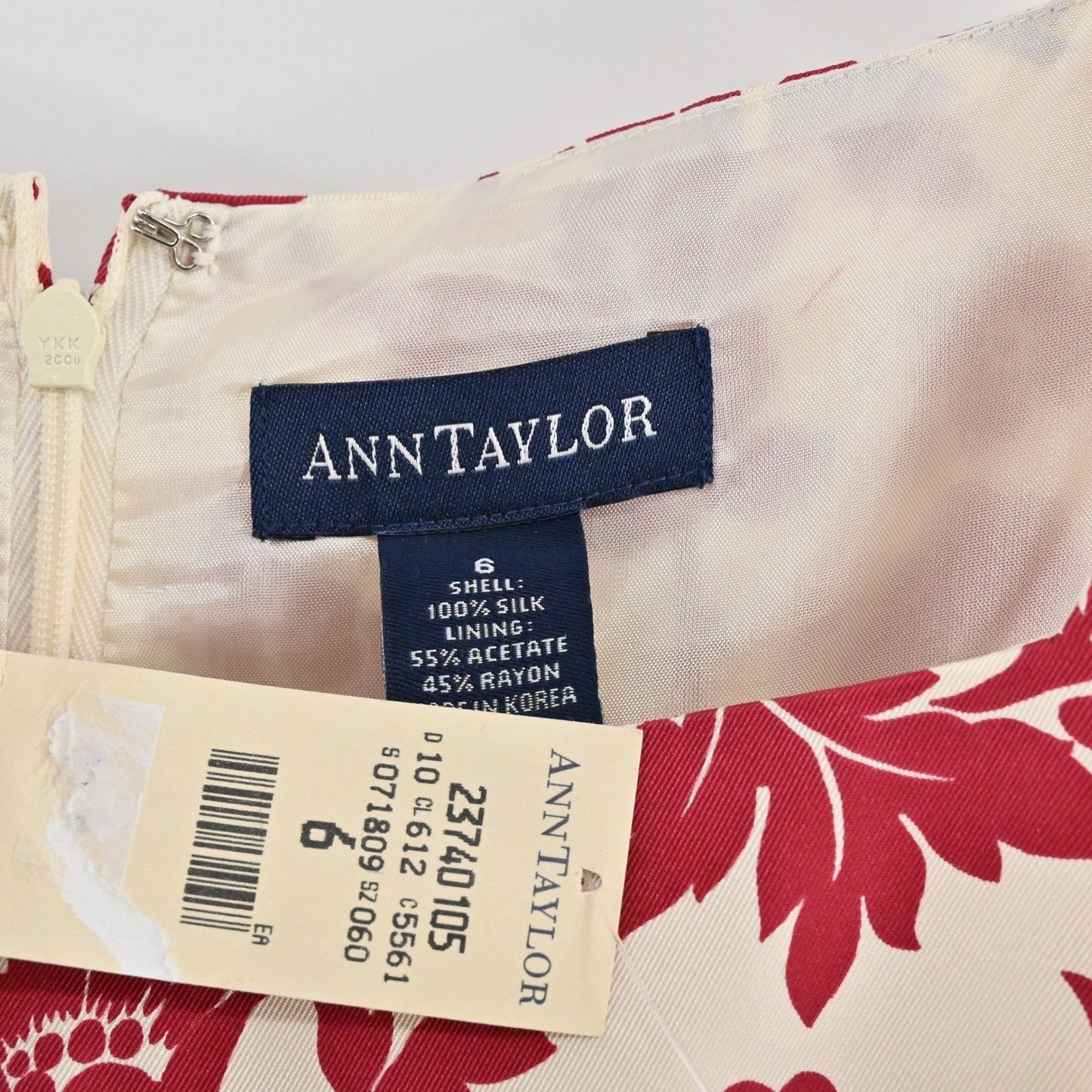 Vtg Ann Taylor Silk Floral Dress Size 6 Sleeveless Red Romantic Garden Party