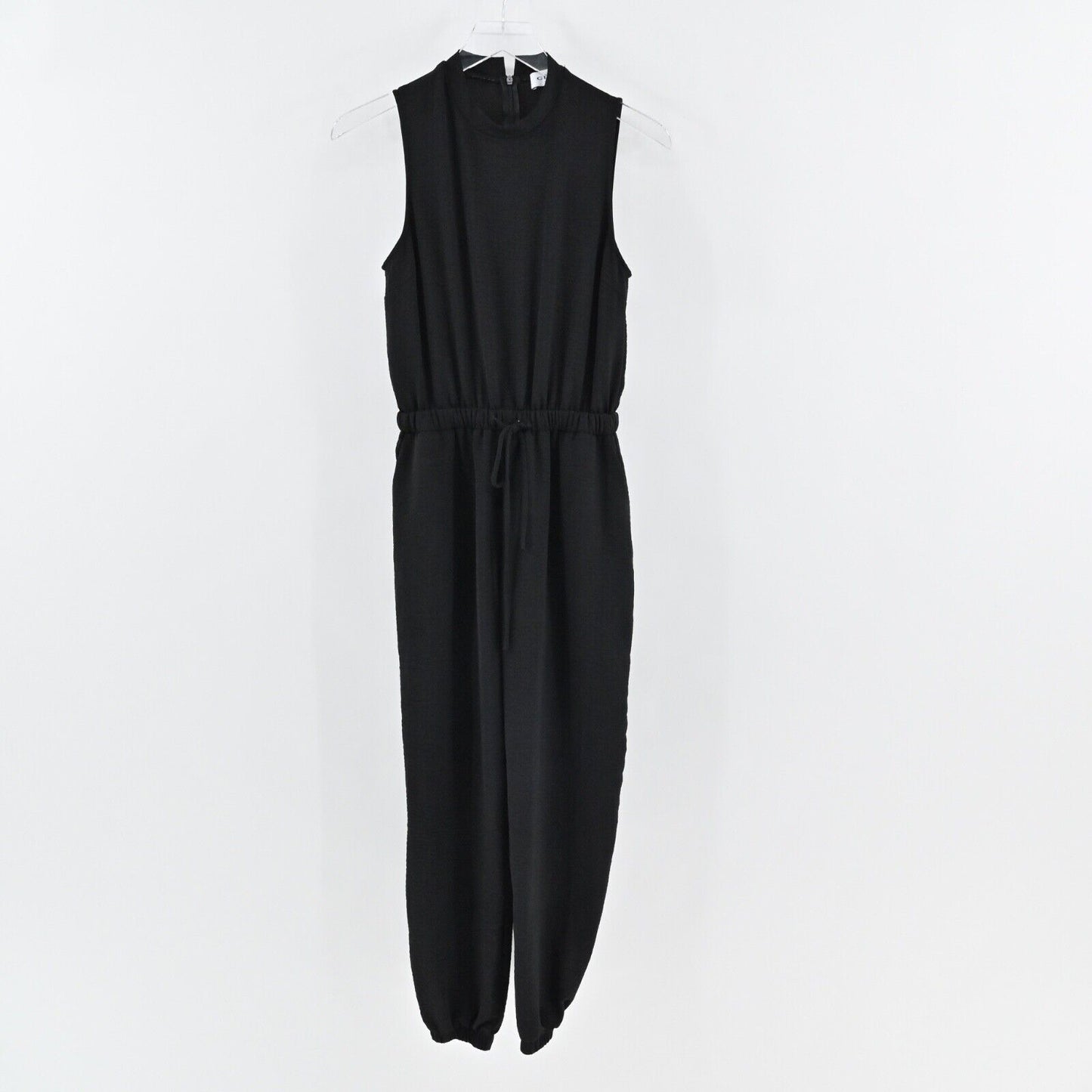 GILLI Jumpsuit Womens Size S Black Sleeveless Mock Neck Drawstring Waist Jogger