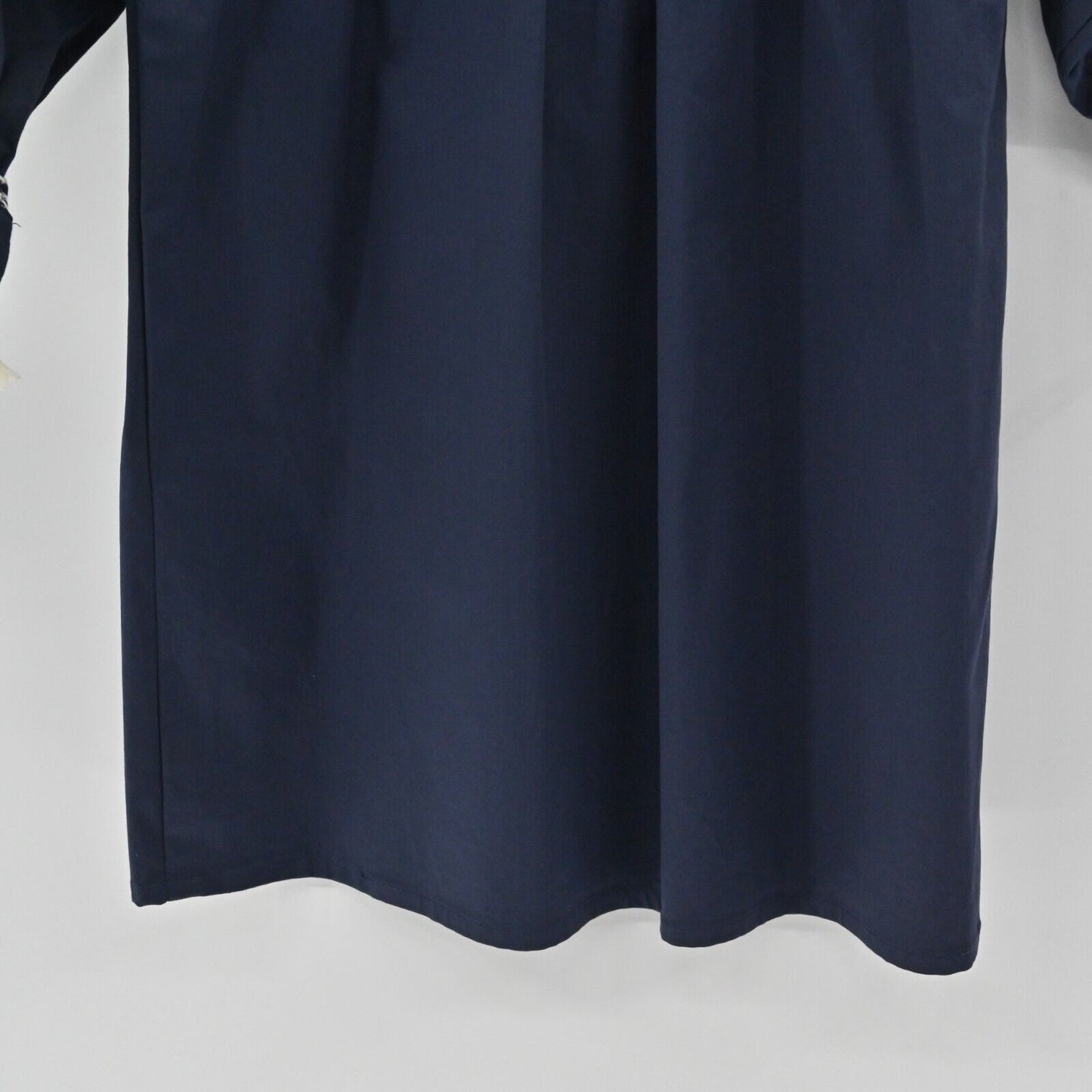 KOCH Dress Sz S Embroidered Trim Navy Long Sleeve Cotton Poplin Cottagecore Boho