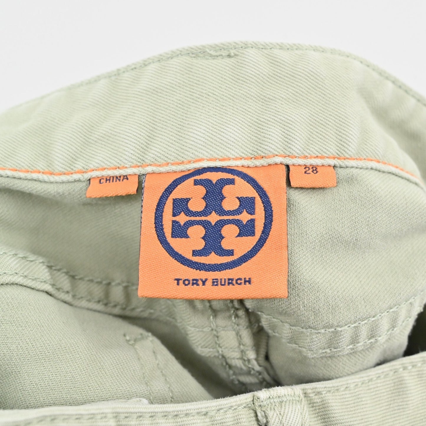 Tory Burch Jeans Womens Size 28 Alexa Cropped Skinny Leg Green Mid Rise Denim