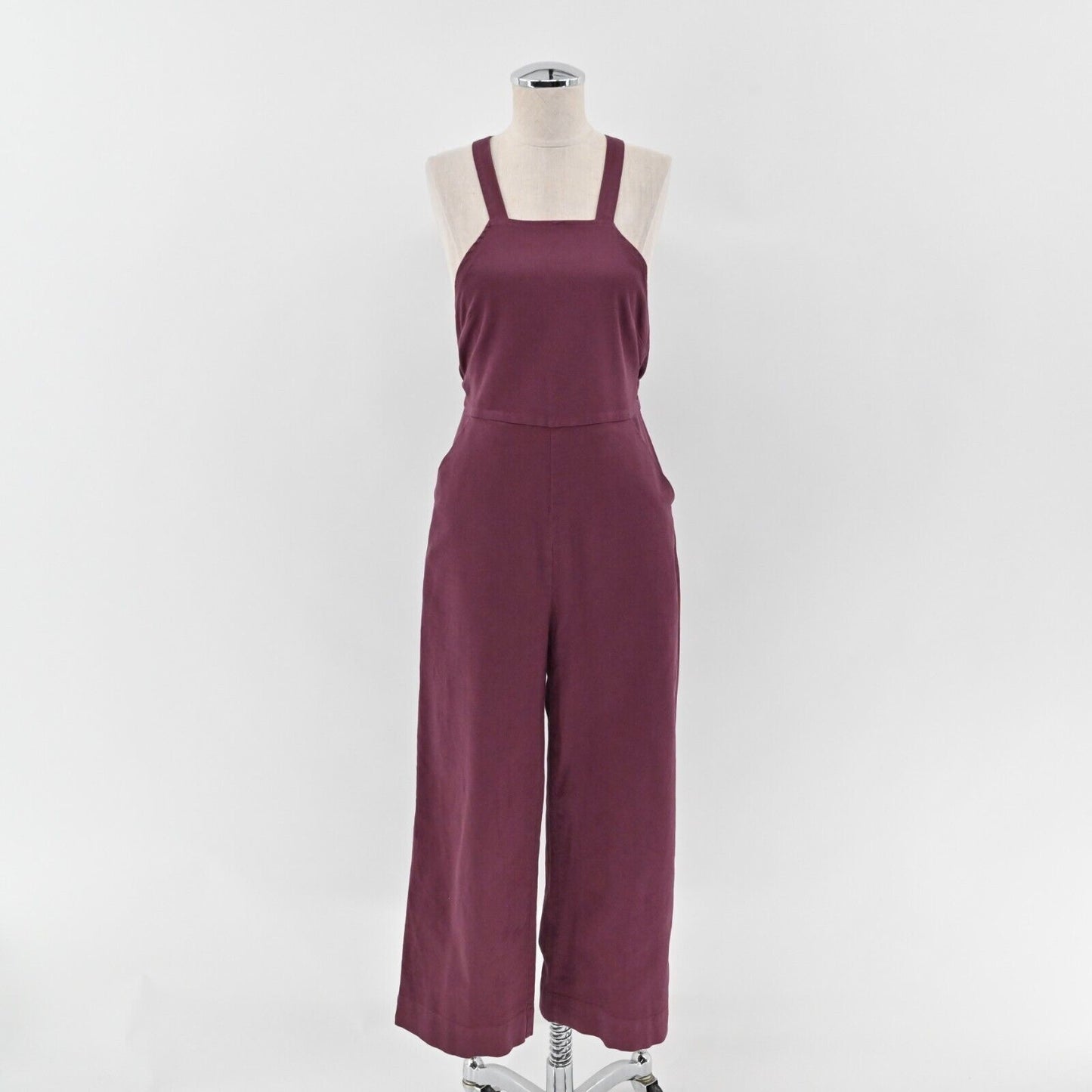MARINE LAYER Jumpsuit Womens Sz 2 Tess Cabernet Wide Leg Cotton Overalls Maroon