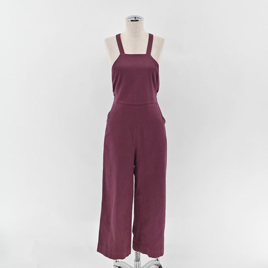 MARINE LAYER Jumpsuit Womens Sz 2 Tess Cabernet Wide Leg Cotton Overalls Maroon