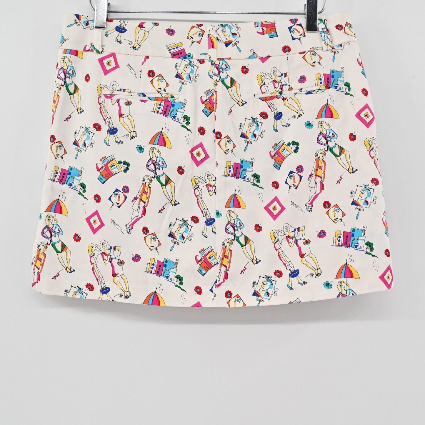 Vtg Skirt Womens Size 8 Downtown Ladies Print Multicolor Mini Pockets ATTYRE