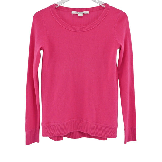 DIANE VON FURSTENBERG Sweater Womens Size P US XS Cashmere Hot Pink Long Sleeve