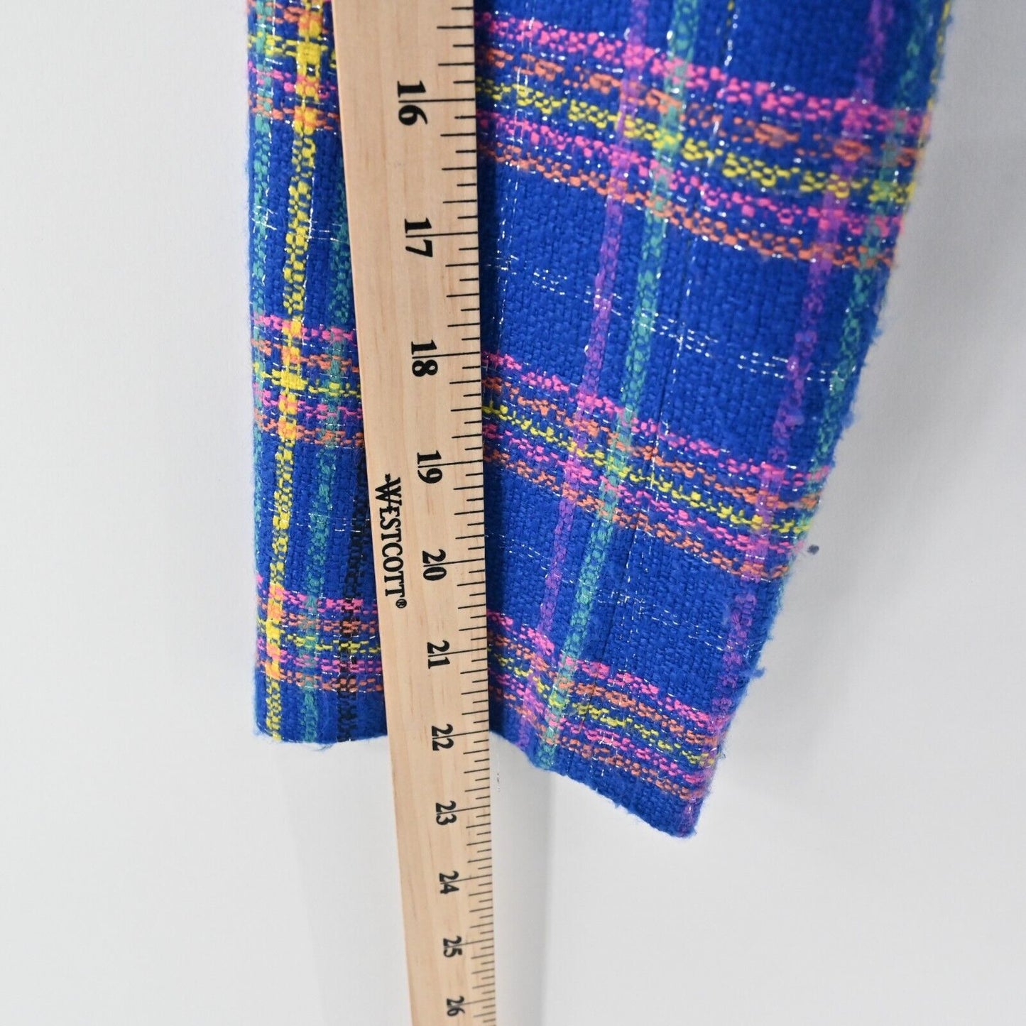 Vtg FLORA DONNA Blazer Womens Size 2 Neon Plaid Tweed Single Breasted Jacket