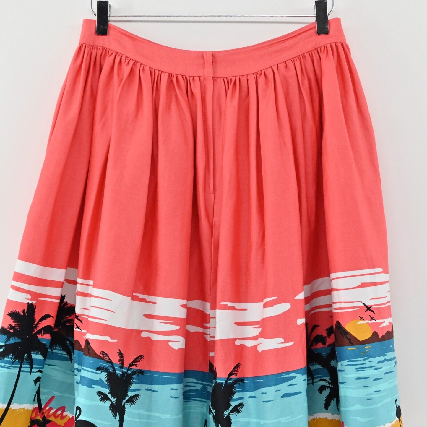 Collectif Skirt Sz M MARILU Tropical Island ALOHA Palm Flamingo SWING Rockabilly