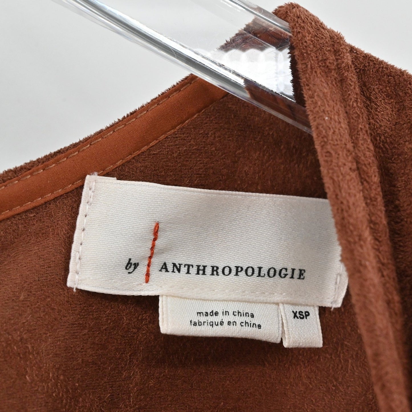 Anthropologie Womens Suede Jumpsuit Size XSP Brown Polished Sleeveless Belted