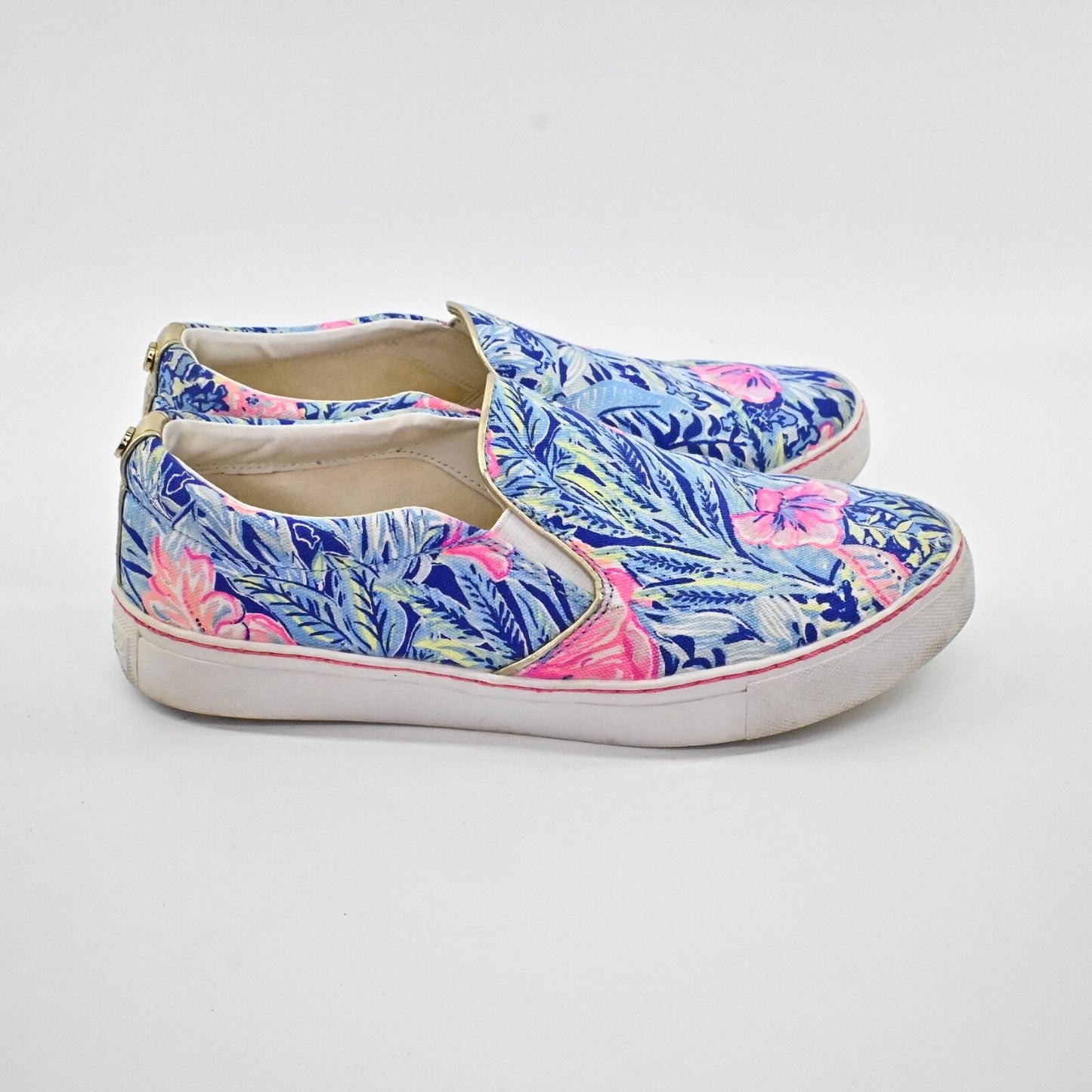 LILLY PULITZER Womens Julie Sneaker Size 9 Blue Lapis Bloom Print Slip On Preppy