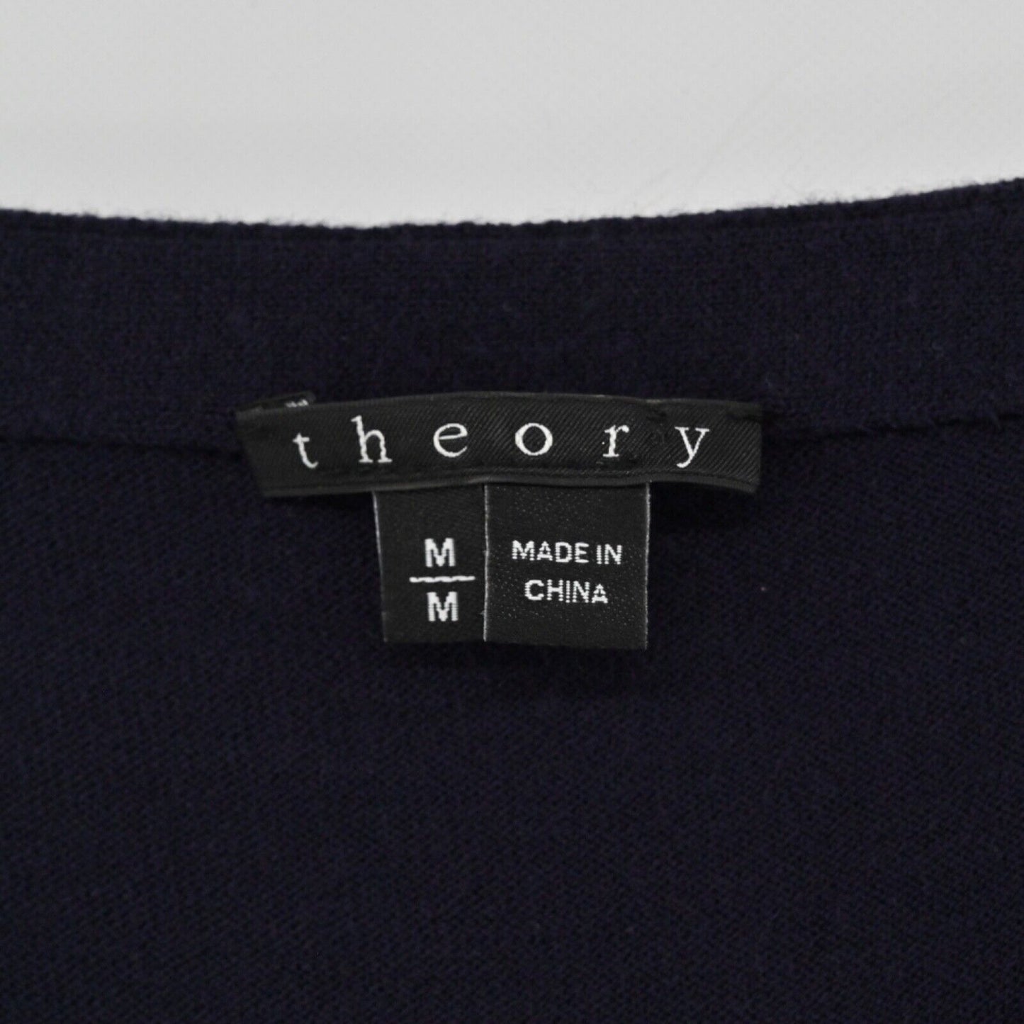 THEORY Sweater Womens Size M Navy Blue Red Stripe Jesup Dream Boat Neck Preppy
