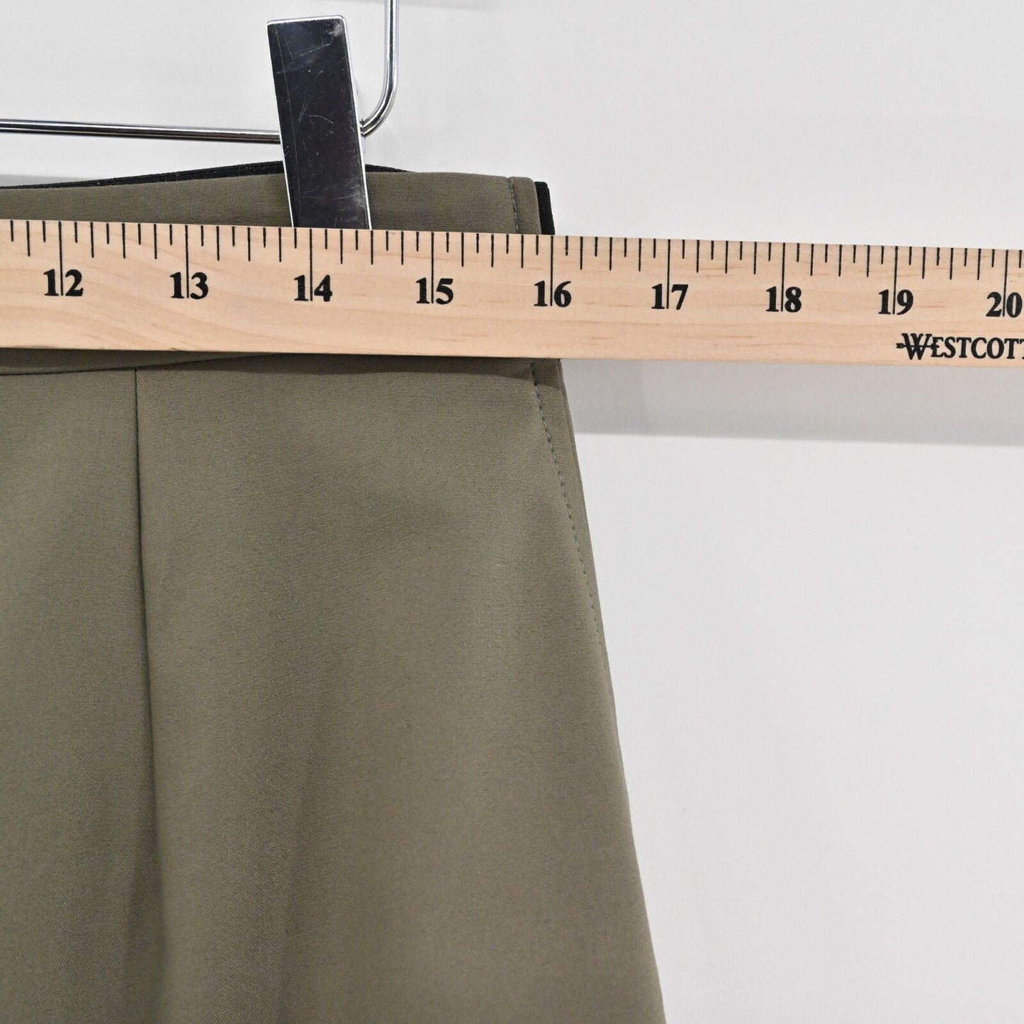 LES COPAINS Green Skirt Size 48 Olive Cotton Stretch Knee Length Pencil Luxury