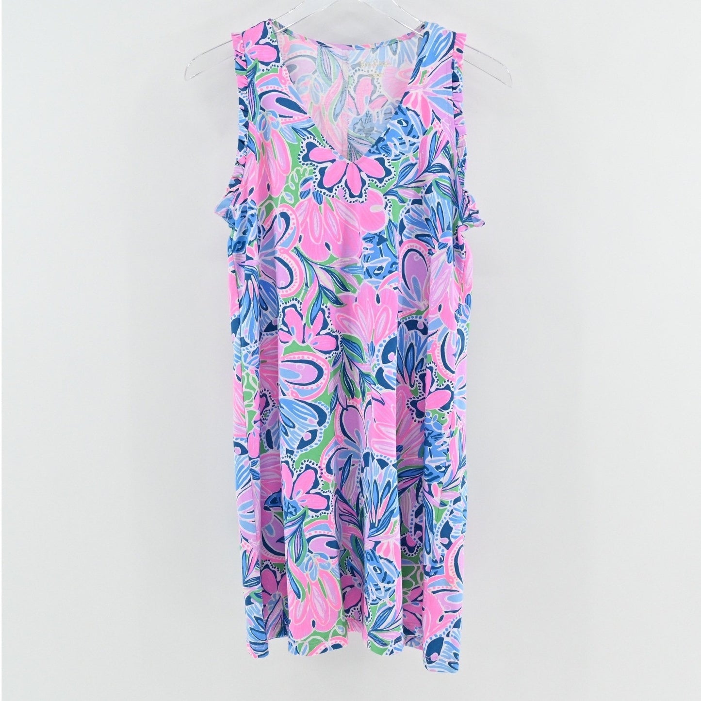 Lilly Pulitzer Aron Swing Dress Size S Gecko Green Tiger Sunrise Floral Tropical