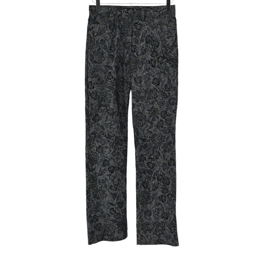 KOEL Pants Womens Sz 4 Black Velvet Floral Cotton Silk Low Rise Straight Leg NEW6