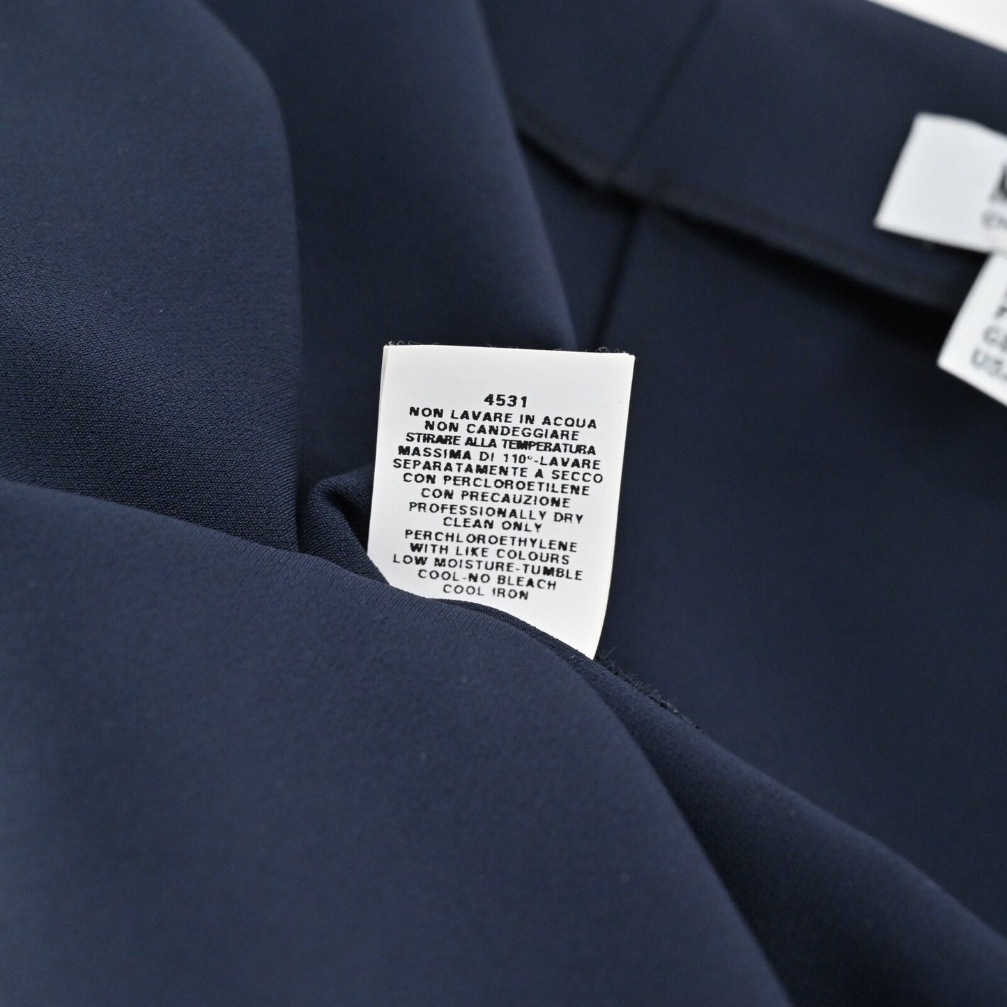 MOSCHINO Ruched Sheath Dress Size 12 Navy Boat Neck 3/4 Sleeve CHEAP AND CHIC