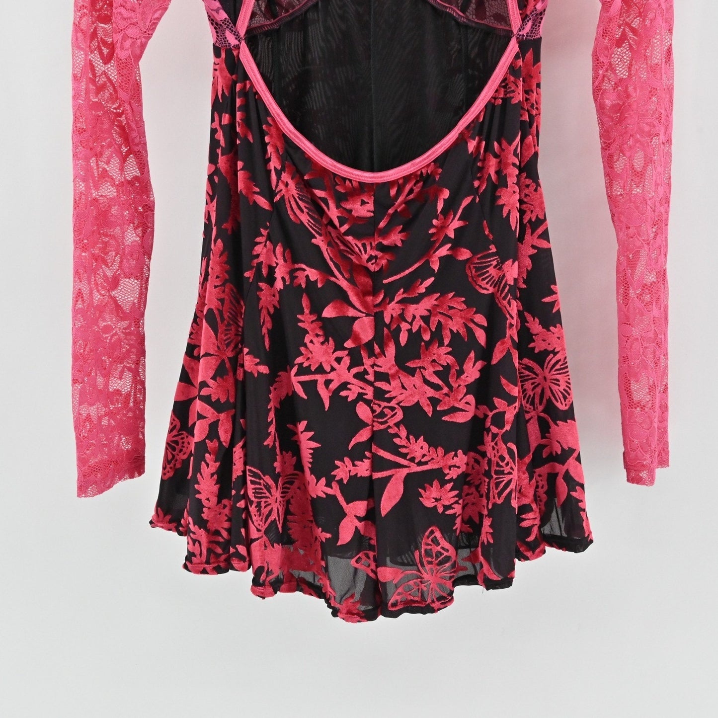 Delias Dolls Kill Watermelon Sugar Velvet Burnout Dress Size M Lace Floral Mini