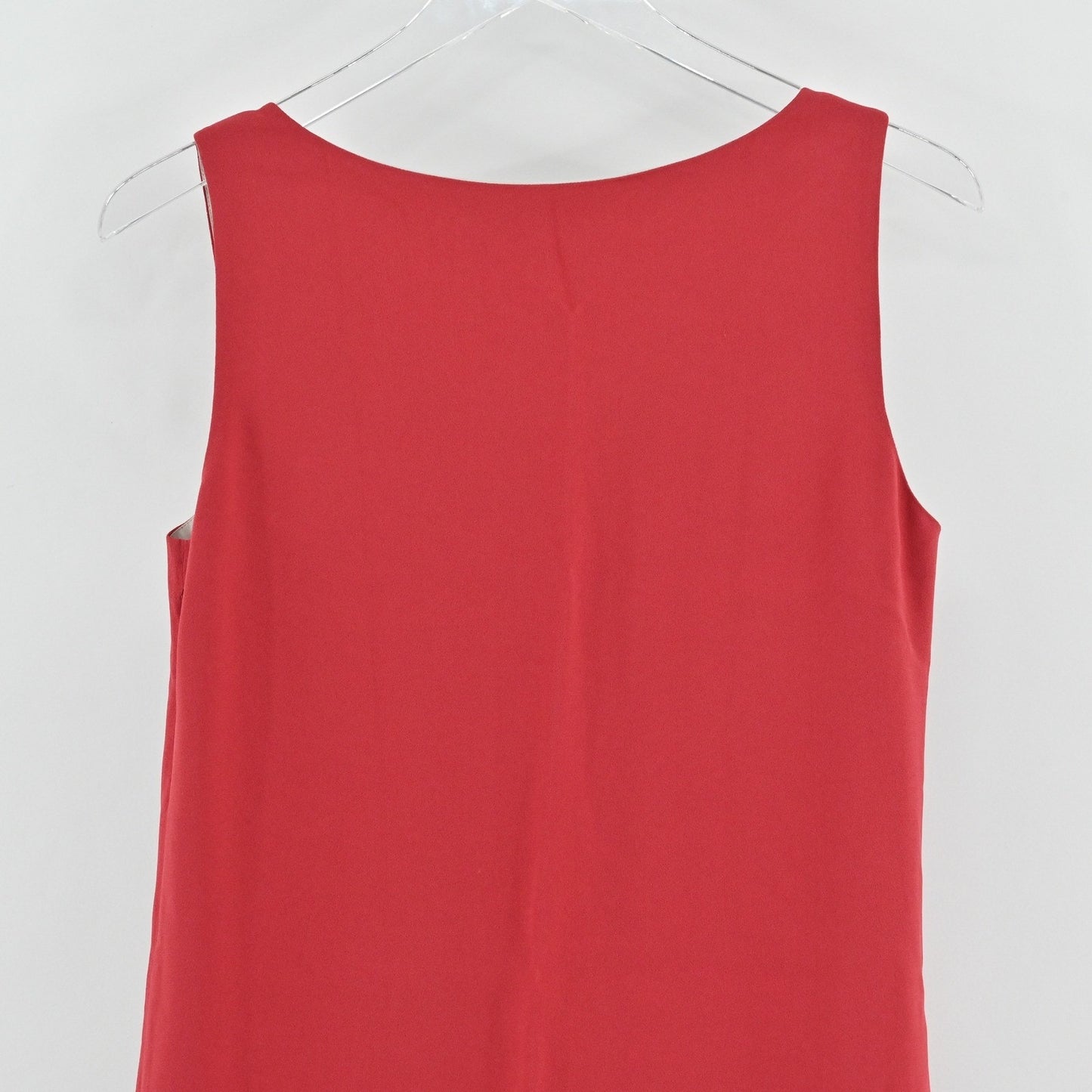 Theory Rosina Crepe Shift Dress Sleeveless Size 0 Red V Neck Career Date Night