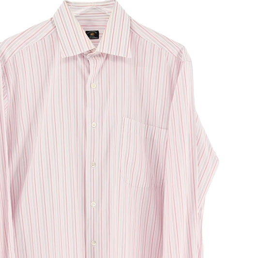 Vtg SOLEMARE Dress Shirt Mens Size 42 Pink Blue Stripe 100% Cotton Corpcore 90s