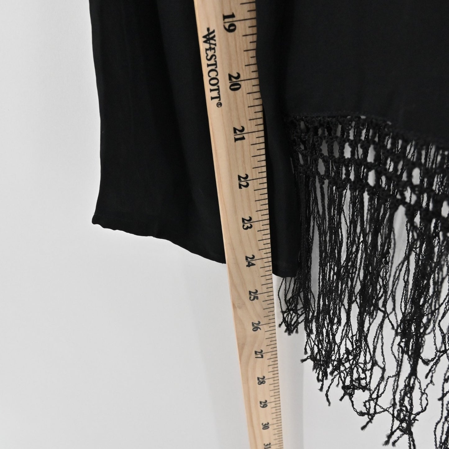 Josephine Chaus Womens Silk Top Size 8 Black Floral Embroidered Fringe Trim Boho