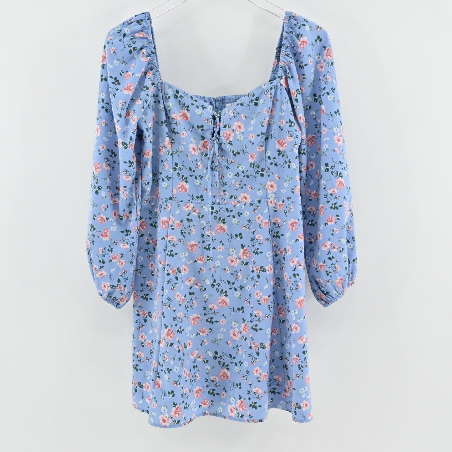 Abercrombie Fitch Ditzy Floral Mini Dress Size M Romantic Girly Blue Square Neck