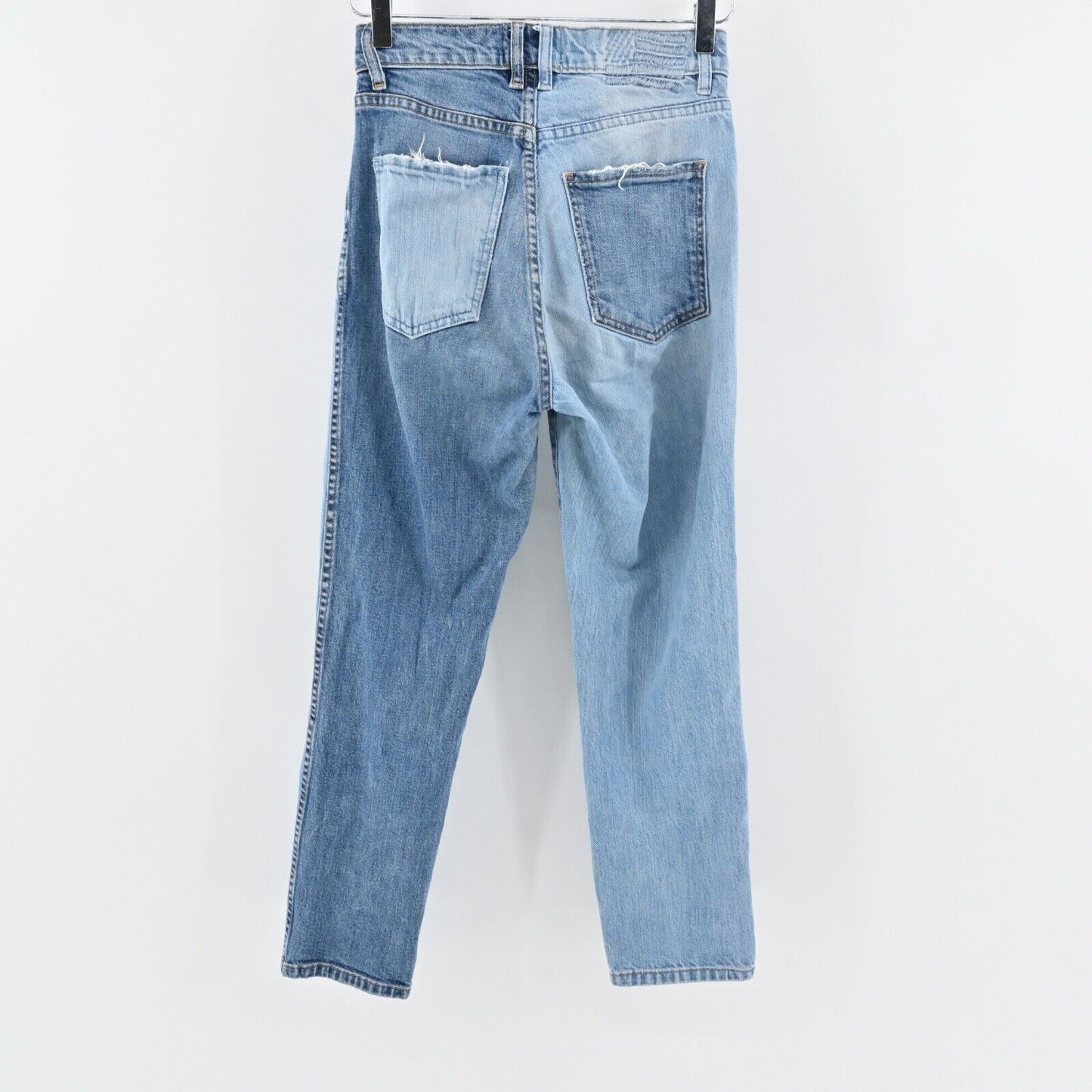 REVICE Jeans Womens Size 27 Color Block Patchwork Distressed High Rise Taper USA