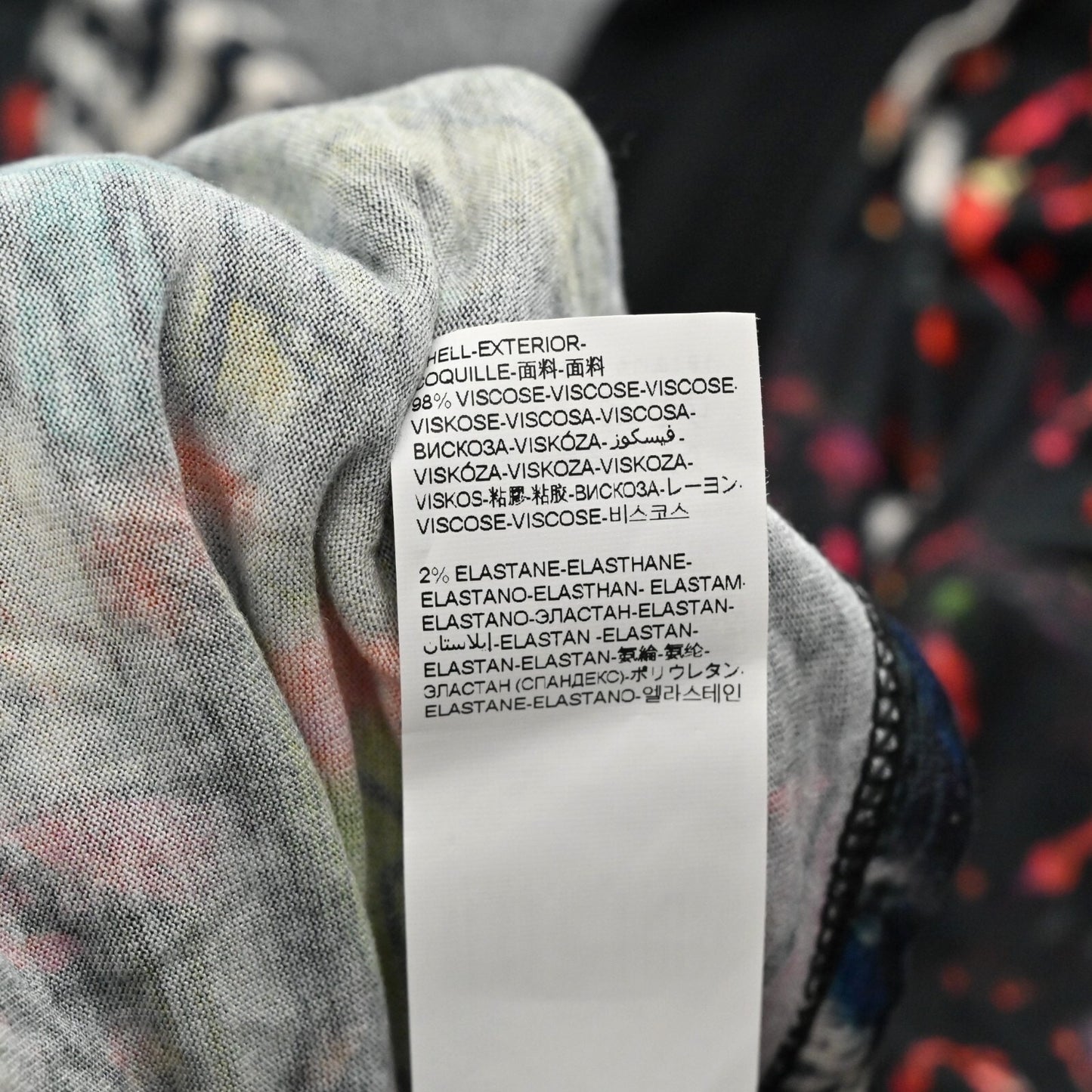 DESIGUAL Womens Asymmetrical Dress Sz S Black Floral Tropical Short Sleeve VNeck