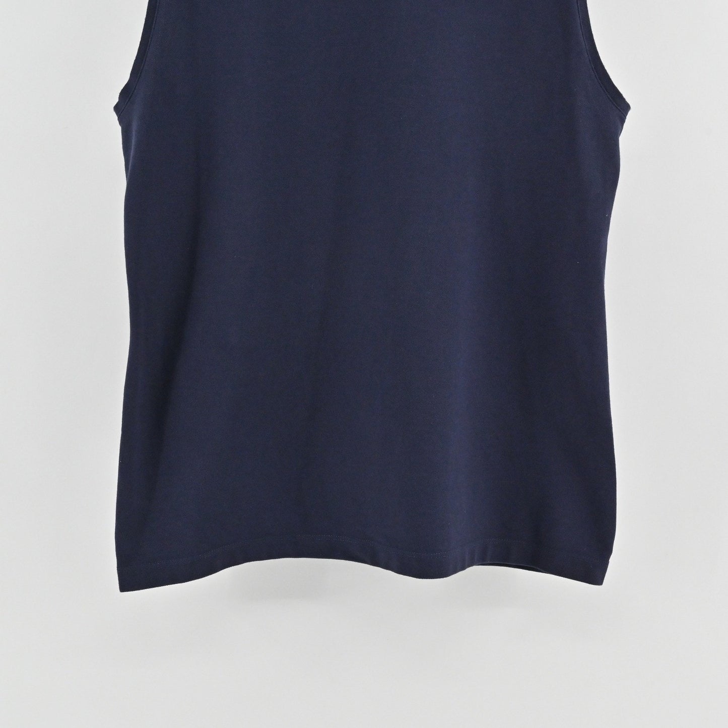 Lacoste Womens Stretch Golf Polo Top Size 46 Navy Cotton Sleeveless UV Protect